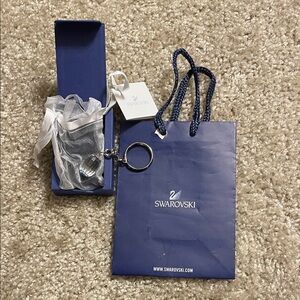 Swarovski Silver Crystal Keychain with Blue Gift Bag